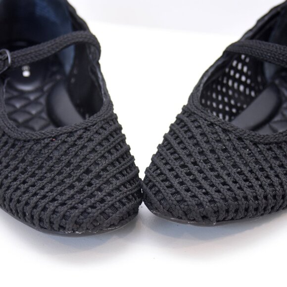 Birdies Black Mary Jane Flats -Hummingbird- Braided Mesh Shoes Size 10M - Picture 4 of 13